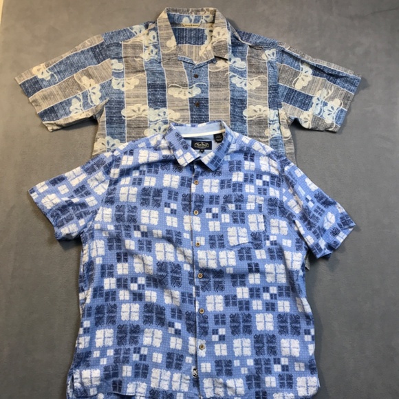 Lot of 2 Aloha Hawaiian Shirts Tommy Bahama & Nat Nast Mens XL Blue Gray White - Picture 2 of 13